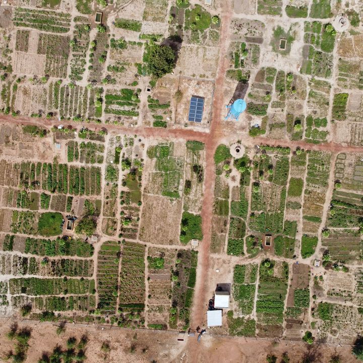 Birdview of area in Mali where small-scale irrigation was implemented.